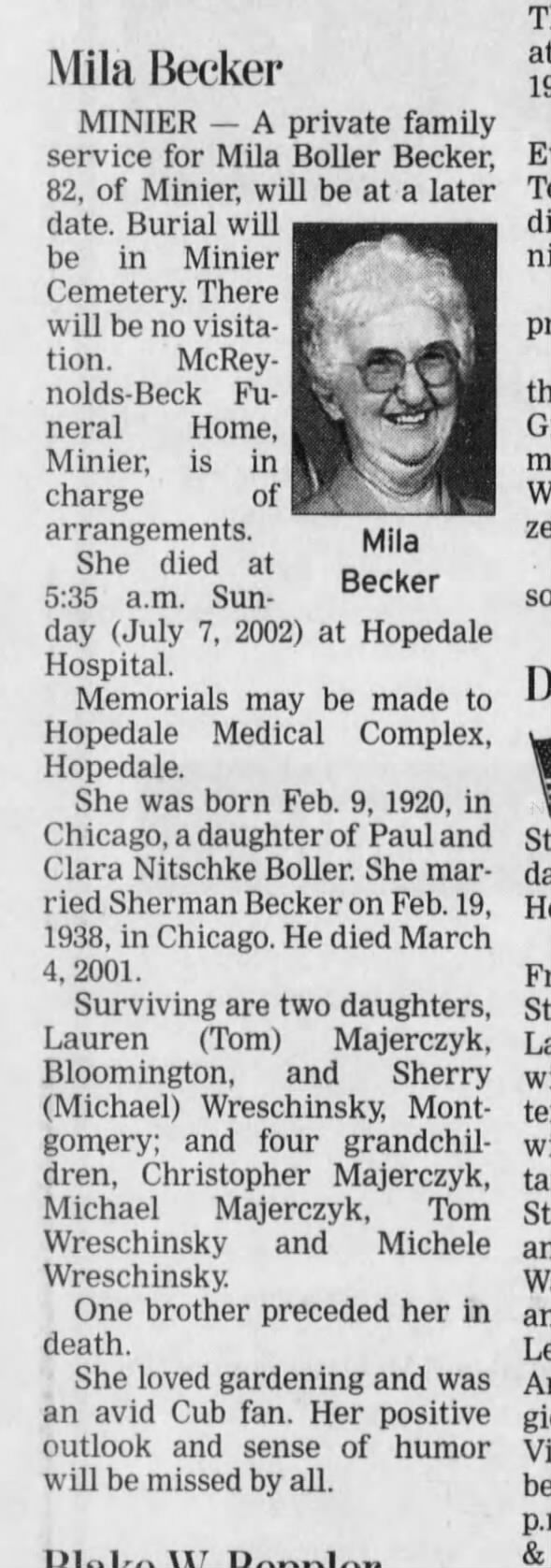 Clipping from The Pantagraph